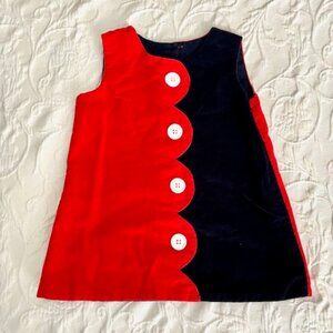 The Beaufort Bonnet Company Orange Navy Blue Corduroy Button Dress Jumper 18-24M